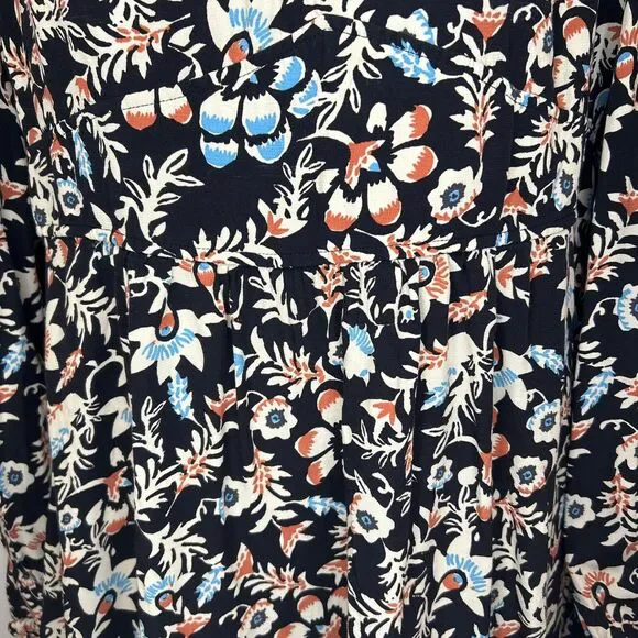 H&M Black Floral Long Sleeve Dress Sz 8 M Flowy Y2K Cottagecore Boho - Picture 3 of 14